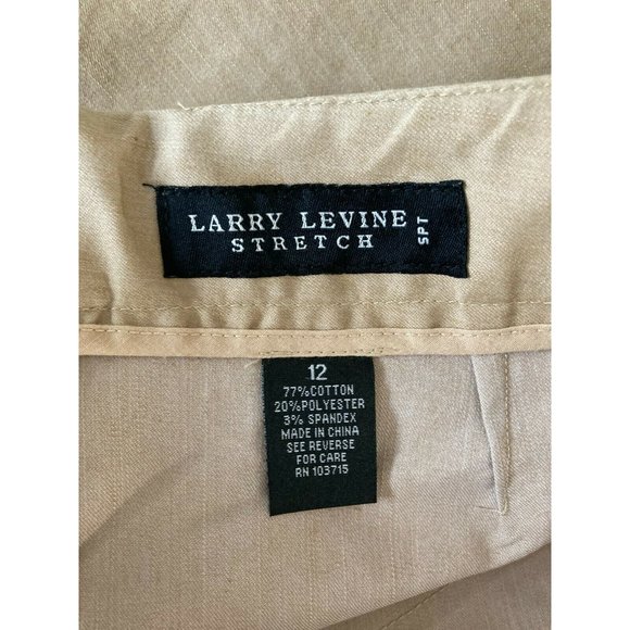 Larry Levine Stretch Skirt Khaki Straight Knee Length Size 12 Back Zipper Work - Picture 7 of 8